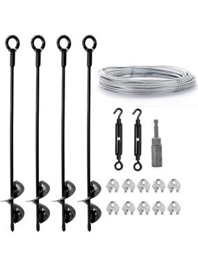 hannger 4 Pack 18" Ground Anchors Shed Anchor Kit, Swing Set black